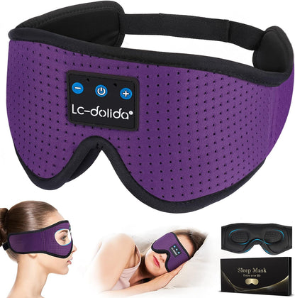 Sleep Headphones, Sleep Mask Bluetooth Wireless Music Eye Mask, Sleeping Headphones for Side Sleepers Sleep Mask with Bluetooth Headphones Ultra-Thin Stereo Speakers Perfect for Sleeping