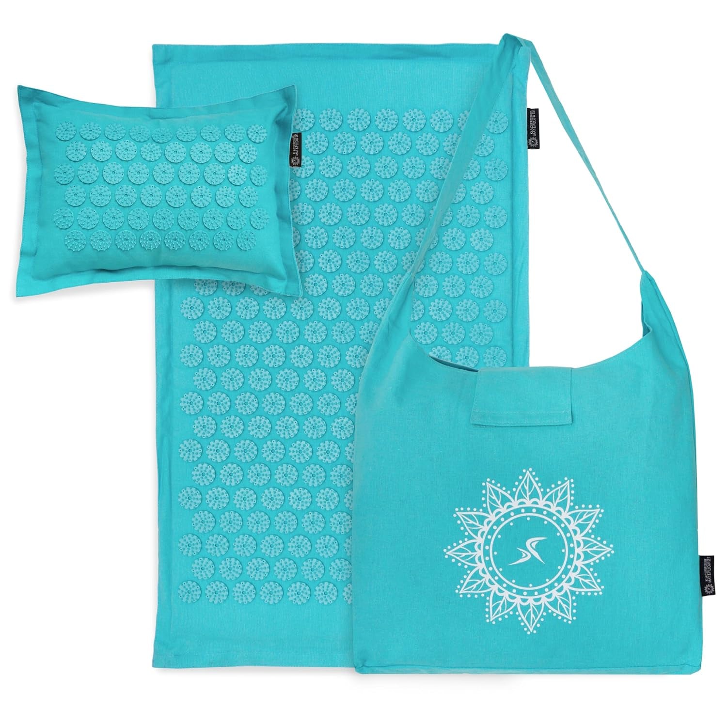 Ki Acupressure Mat and Pillow Set with 100% Natural Linen for Back/Neck Pain Relief and Muscle Relaxation, Sand Dunes
