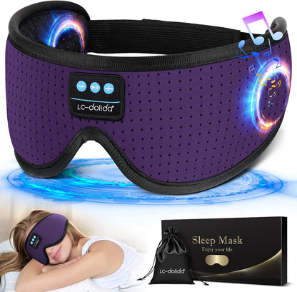 Sleep Headphones, Sleep Mask Bluetooth Wireless Music Eye Mask, Sleeping Headphones for Side Sleepers Sleep Mask with Bluetooth Headphones Ultra-Thin Stereo Speakers Perfect for Sleeping