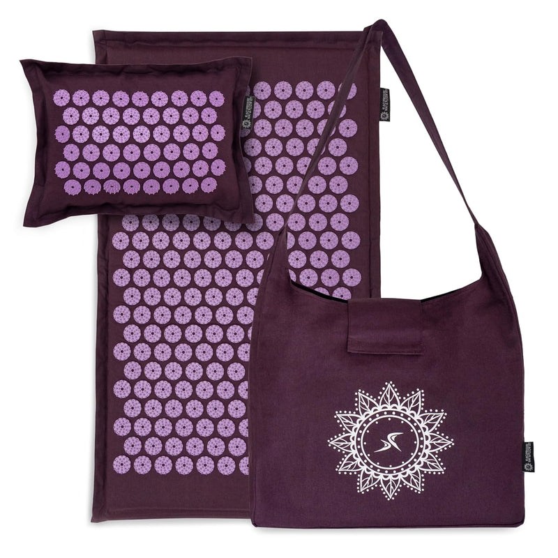 Ki Acupressure Mat and Pillow Set with 100% Natural Linen for Back/Neck Pain Relief and Muscle Relaxation, Sand Dunes