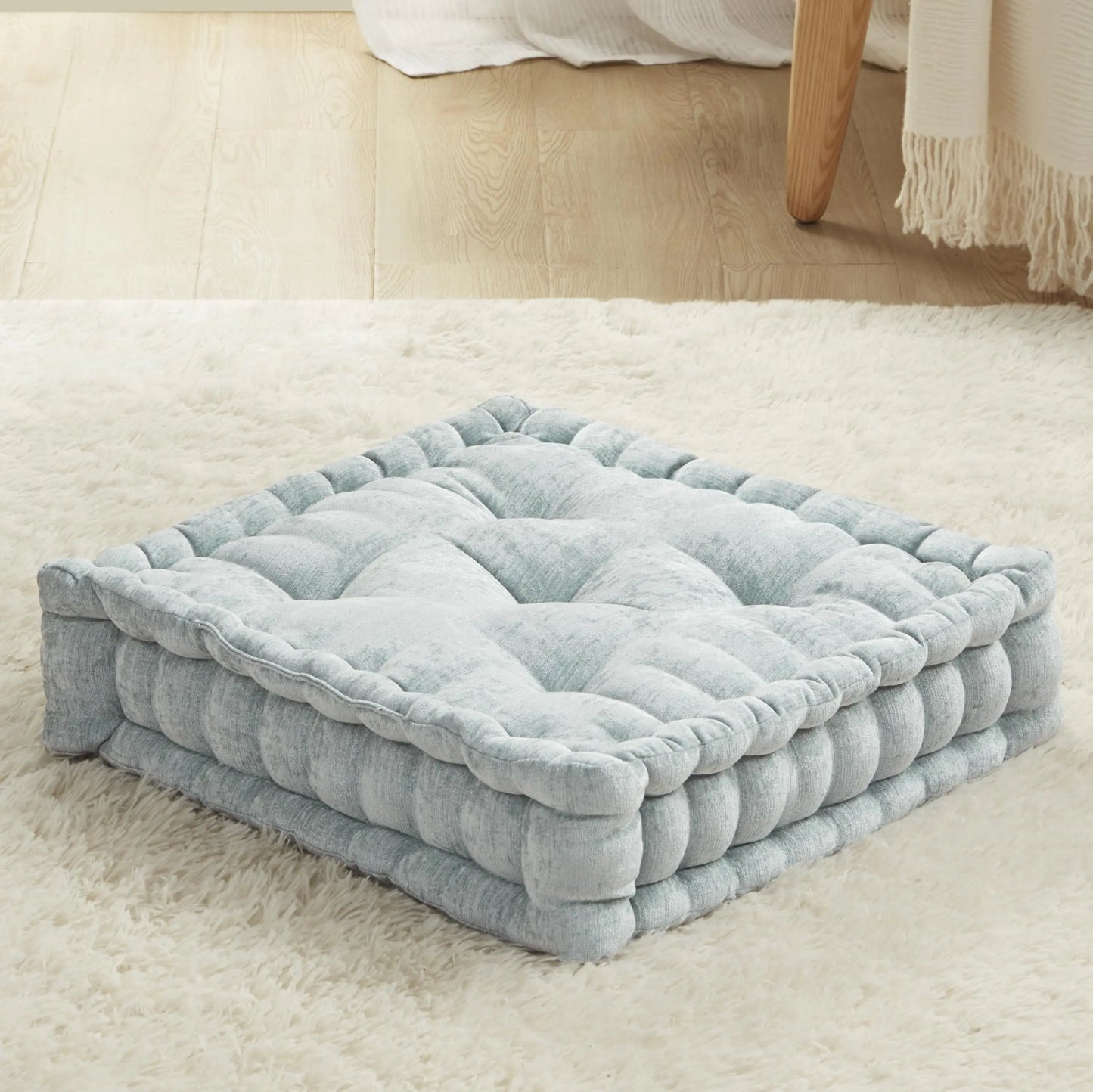 Codi Chenille Floor Cushion – Plush, Tufted Luxury for Any Space