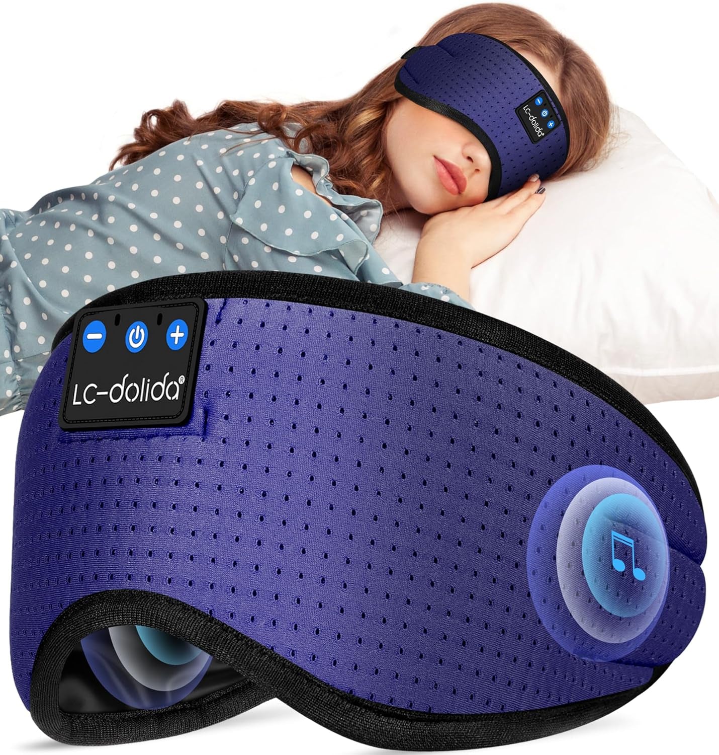 Sleep Headphones, Sleep Mask Bluetooth Wireless Music Eye Mask, Sleeping Headphones for Side Sleepers Sleep Mask with Bluetooth Headphones Ultra-Thin Stereo Speakers Perfect for Sleeping