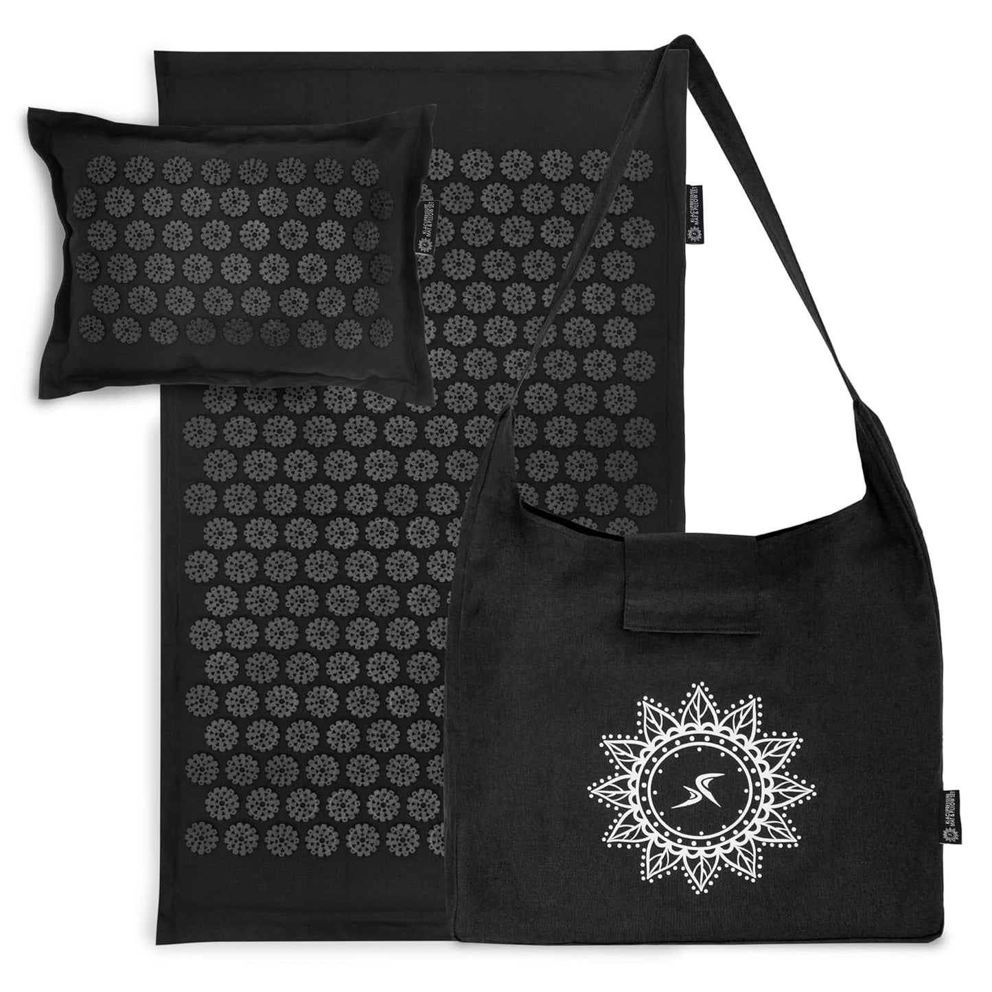 Ki Acupressure Mat and Pillow Set with 100% Natural Linen for Back/Neck Pain Relief and Muscle Relaxation, Sand Dunes