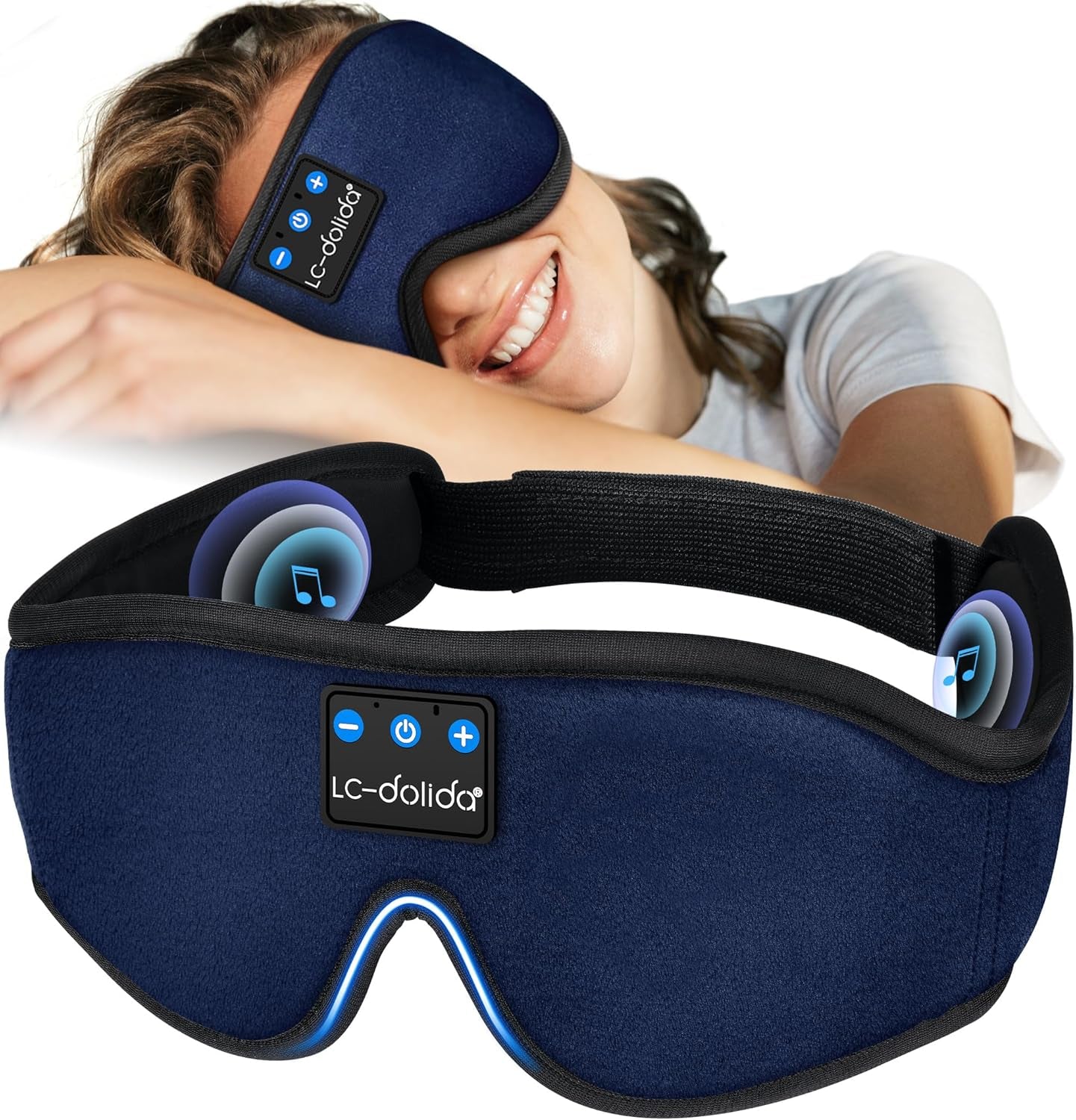 Sleep Headphones, Sleep Mask Bluetooth Wireless Music Eye Mask, Sleeping Headphones for Side Sleepers Sleep Mask with Bluetooth Headphones Ultra-Thin Stereo Speakers Perfect for Sleeping