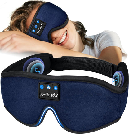 Sleep Headphones, Sleep Mask Bluetooth Wireless Music Eye Mask, Sleeping Headphones for Side Sleepers Sleep Mask with Bluetooth Headphones Ultra-Thin Stereo Speakers Perfect for Sleeping