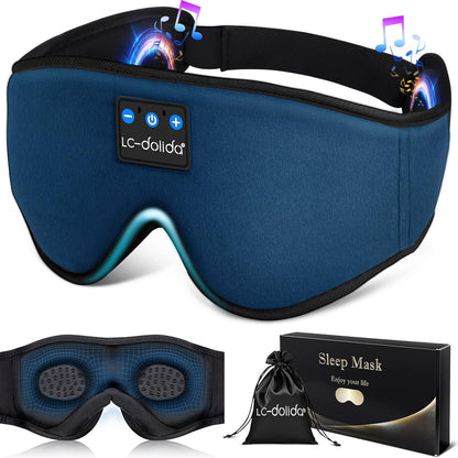 Sleep Headphones, Sleep Mask Bluetooth Wireless Music Eye Mask, Sleeping Headphones for Side Sleepers Sleep Mask with Bluetooth Headphones Ultra-Thin Stereo Speakers Perfect for Sleeping