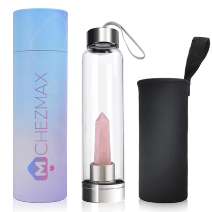 Crystal Glass Water Bottle – Energize Your Hydration with Gemstone Power