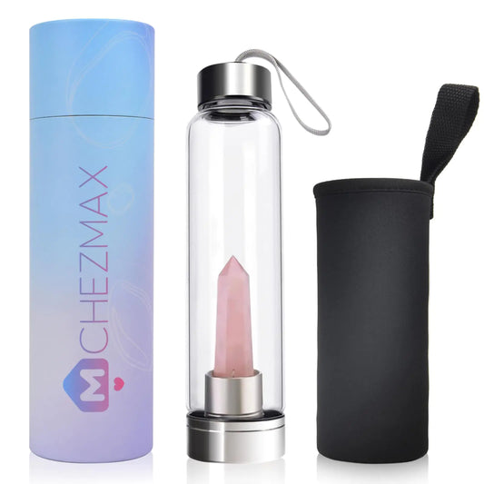 Crystal Glass Water Bottle – Energize Your Hydration with Gemstone Power